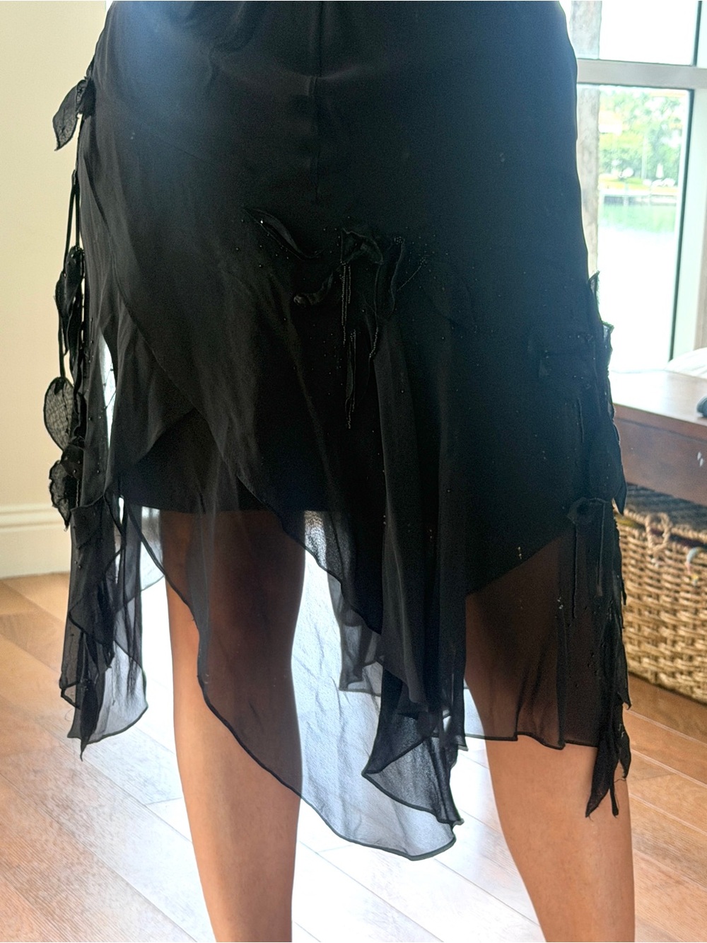 Sue Wong Vintage 100% Silk Black Dress - Picture 6 of 8